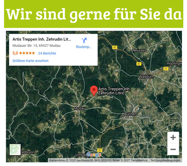 Holztreppen in 69427 Mudau, Limbach, Buchen (Odenwald), Kirchzell, Schneeberg, Amorbach, Walldürn und Hesseneck, Waldbrunn, Fahrenbach